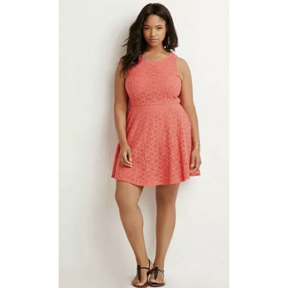Forever 21 Coral Crochet Dress L